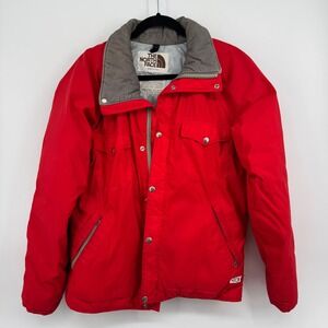 VTG 70's The North Face Brown Label Red Down Puffer Parka Jacket Mens L Made USA